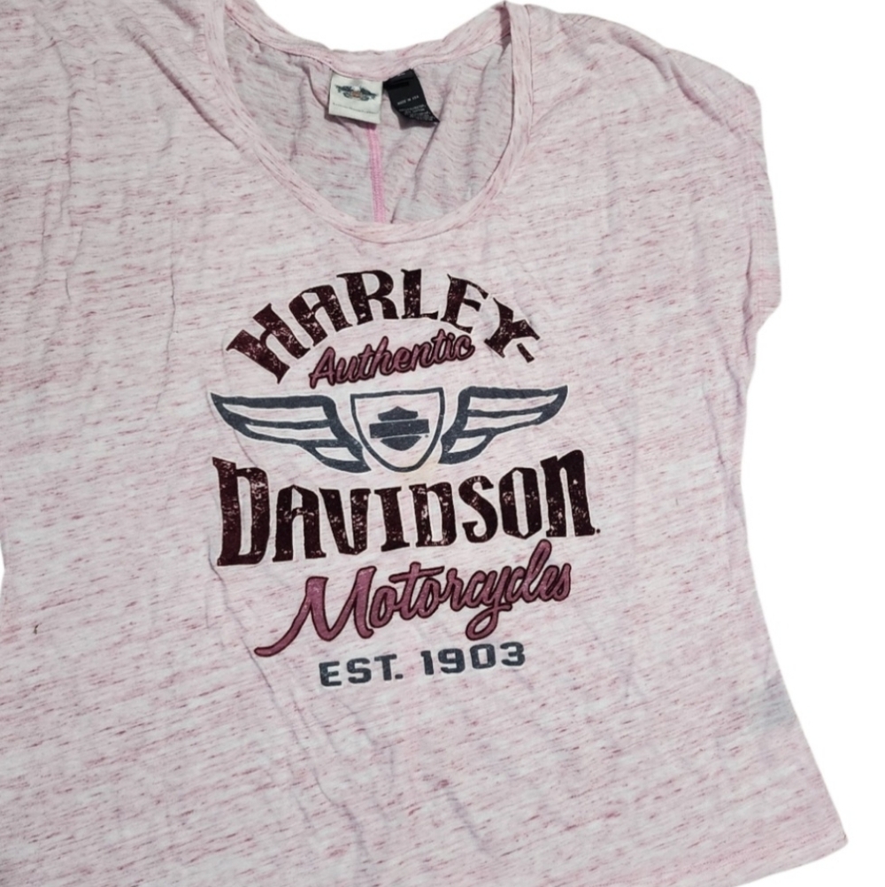 Harley Davidson Womens Pink Tshirt XL Biker Motorcycle Lightweight Casual